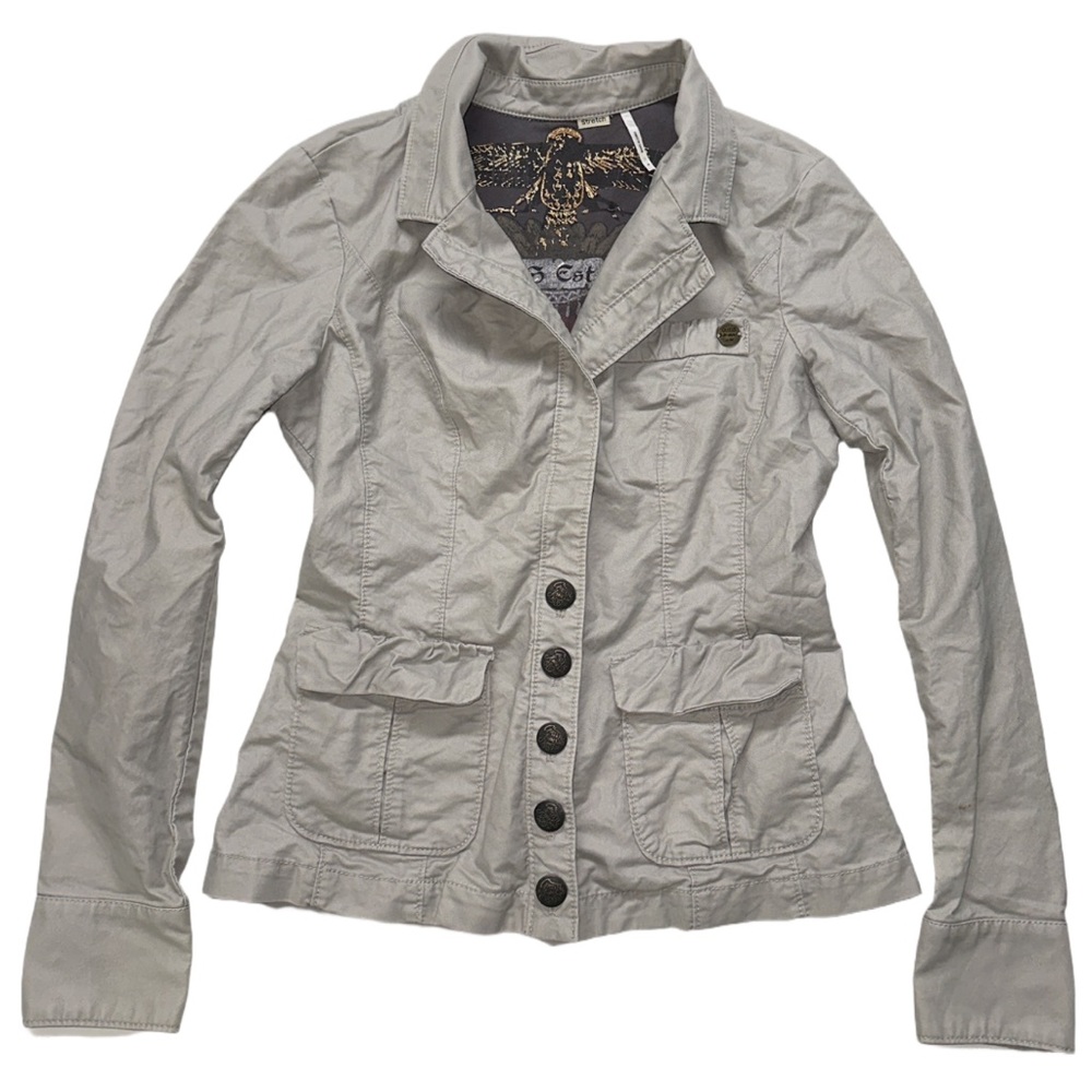 Y2K GUESS women's light beige fitted casual blazer style jacket, M.